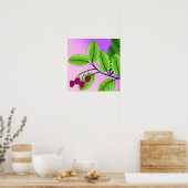 Poster Framboises sur une branche (Cuisine)