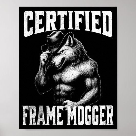 Poster Frame mogging - loup alpha cringe drôle (Devant)