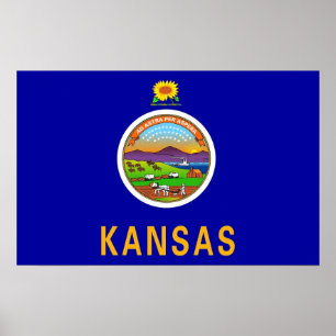 Poster Framed print with Flag of Kansas, U.S.A.