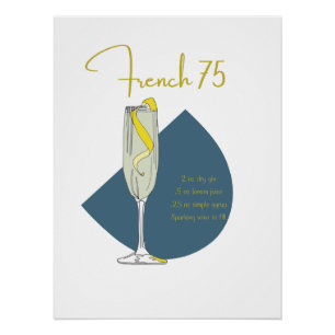 Poster Français 75 Cocktail Recette Art Imprimer Barre