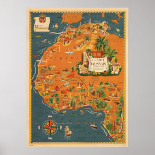 Poster Français Afrique d'affiche de Vintage voyage
