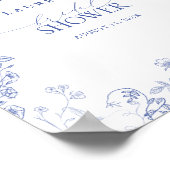 Poster Français Bleu & Blanc Victorien Douche Bienvenue (Coin)