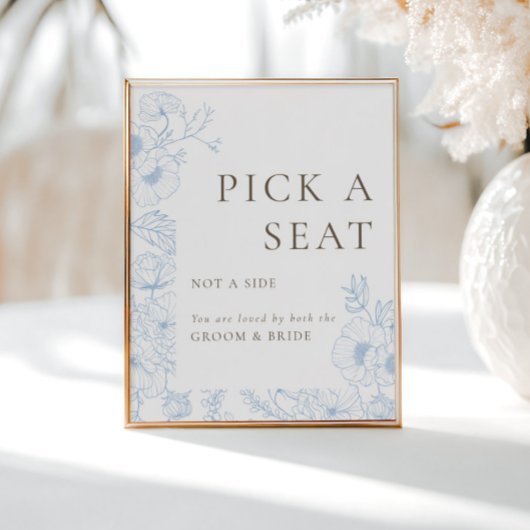 Poster Français Blue Floral Line Art Choisir Un Siège