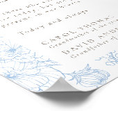 Poster Français Blue Floral Line Art in Love Memory (Coin)