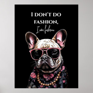 Poster Français bulldog en chemise hawaïenne et lunettes 