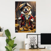 Poster Français Bulldog Pirate Bold Capitaine (Bureau à domicile)