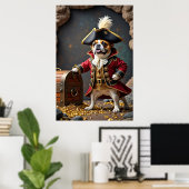 Poster Français Bulldog Pirate Treasure Guardian (Bureau à domicile)