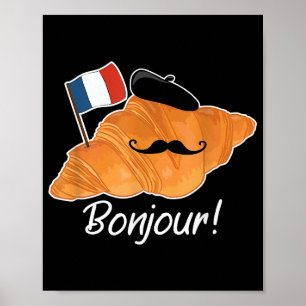 Poster Français Croissant Lover France Drapeau Francophil