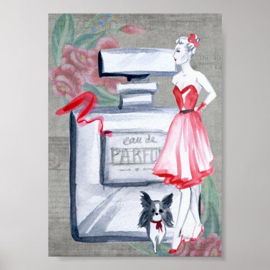 Poster Français Madame avec bouteille de parfum pour chie (Devant)