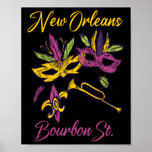 Poster Français Nouvelle-Orléans Mardi Gras Souvenir Bour