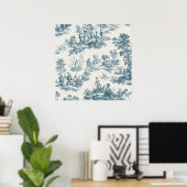 Poster Français toile de jouy sage vert élégant (Bureau à domicile)