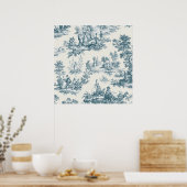 Poster Français toile de jouy sage vert élégant (Cuisine)