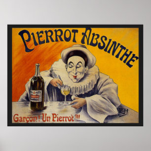 Poster Français vintage Pierrot Absinthe Publicité