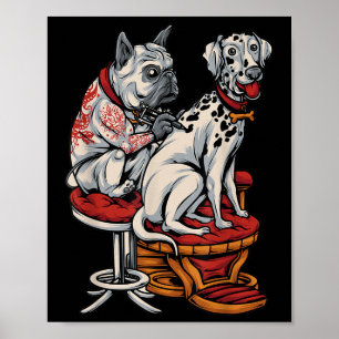 Poster Française Carlin Dalmatie Française Bulldog Tattoo