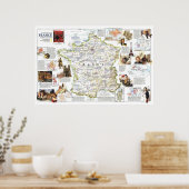 Poster " France : 1989 Carte historique ... (Cuisine)