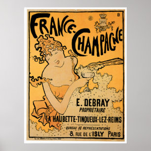 Poster France Champagne Vintage Wine Drink Ad Art