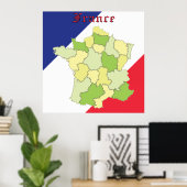 Poster France Couleurs Et Carte Nationales (Bureau à domicile)