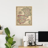 Poster France, Espagne, Portugal Carte par Mitchell (Bureau à domicile)