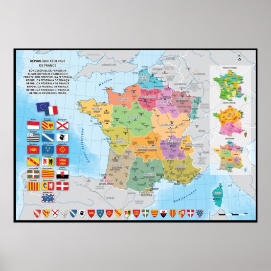 Poster France fédérale, carte prospective des régions féd (Devant)