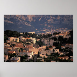 Poster France, Marseille, Provence. Banlieue sud