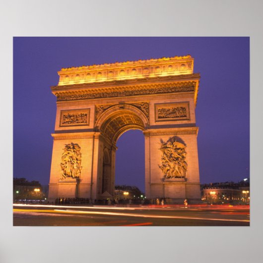 Poster France, Paris, Arc de Triomphe au crépuscule. (Devant)