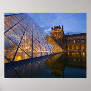 Poster France, Paris. The Louvre at twilight. Credit 3