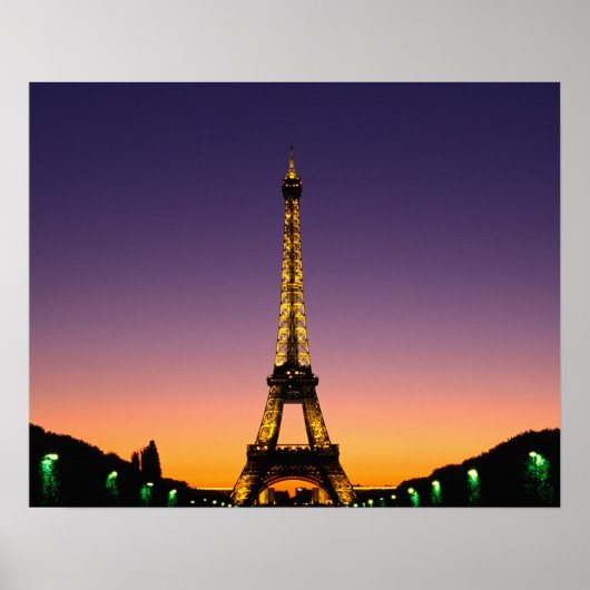 Poster France, Paris, Tour Eiffel au coucher du soleil. (Devant)