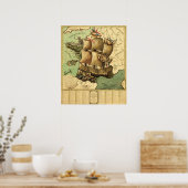 Poster France Représentée comme une carte panoramique de (Cuisine)