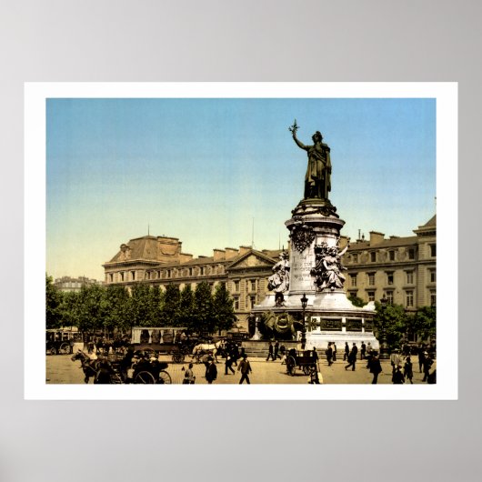 Poster France vintage, Place de la République Paris (Devant)