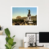 Poster France vintage, Place de la République Paris (Bureau à domicile)