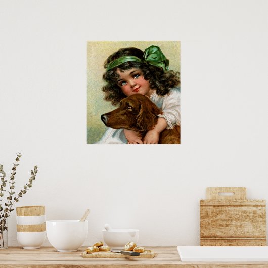 Poster Frances Brundage : Fille avec chien (Cuisine)