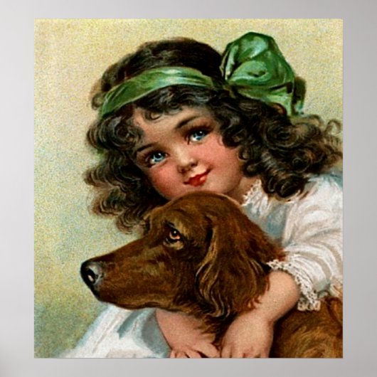 Poster Frances Brundage : Fille avec chien (Devant)
