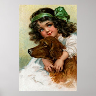 Poster Frances Brundage : Fille avec chien