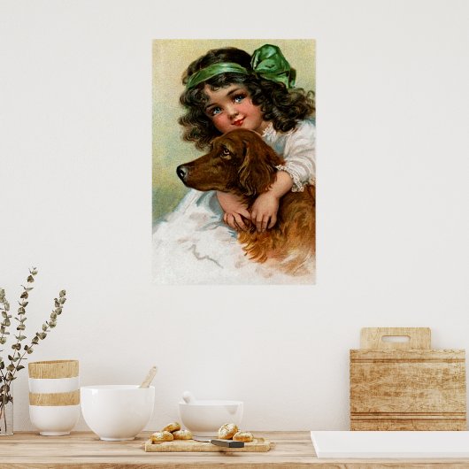 Poster Frances Brundage : Fille avec chien (Cuisine)