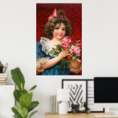 Poster Frances Brundage : Fille avec Rose (Bureau à domicile)