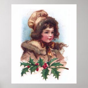 Poster Frances Brundage : Fille d'hiver avec Holly