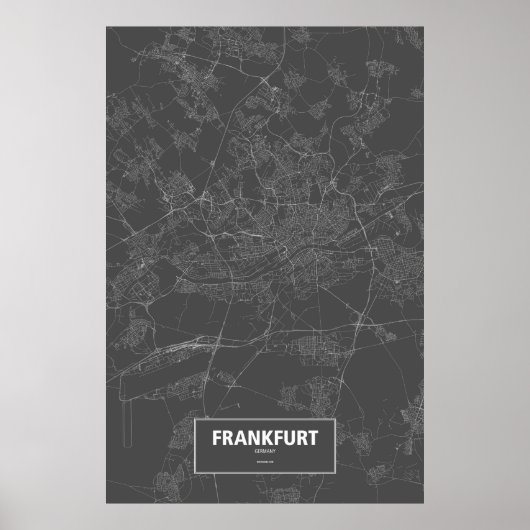 Poster Francfort, Allemagne (blanc sur noir) (Devant)
