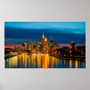 Poster Francfort Allemagne Ville de nuit
