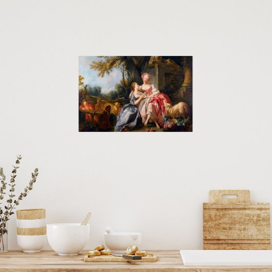 Poster Francois Boucher Le Billet Dou rococo dames art (Cuisine)