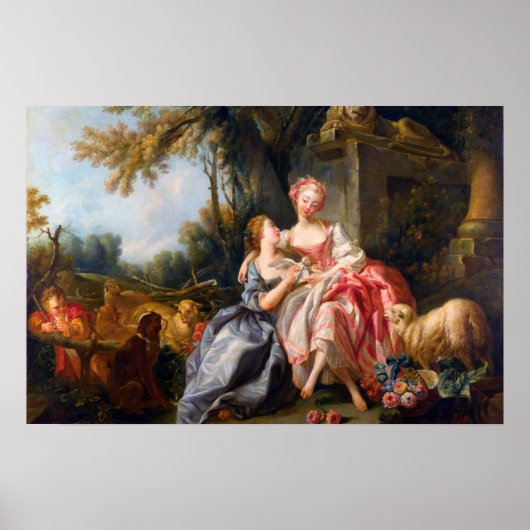 Poster Francois Boucher Le Billet Dou rococo dames art (Devant)