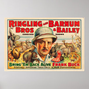Poster Frank Buck Ramenez l'affiche du cirque en direct