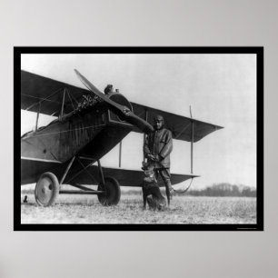Poster Frank Stanton avec un chat sur son avion 1922