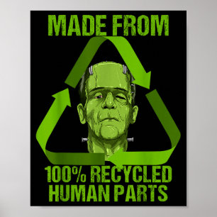 Poster Frankenstein fait à partir de pièces humaines recy