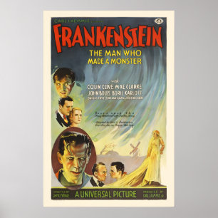 Poster Frankenstein - Film de science-fiction vintage sty