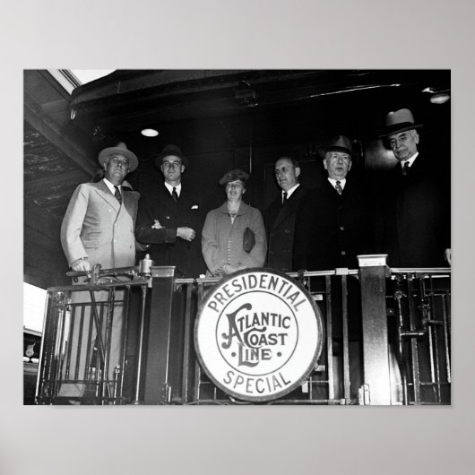 Poster Franklin and Eleanor Roosevelt on Train with Staff (Devant)