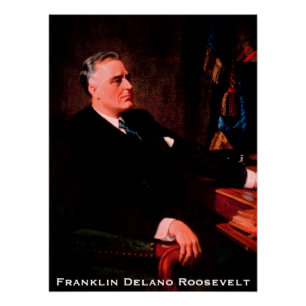 Poster Franklin D. Roosevelt, FRD Président américain USA