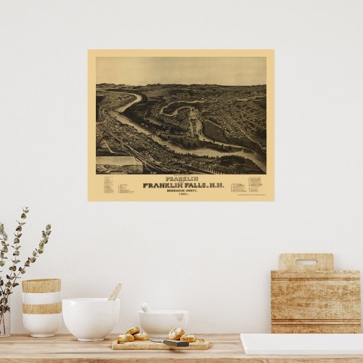 Poster Franklin, NH Panoramic Map - 1884 (Cuisine)