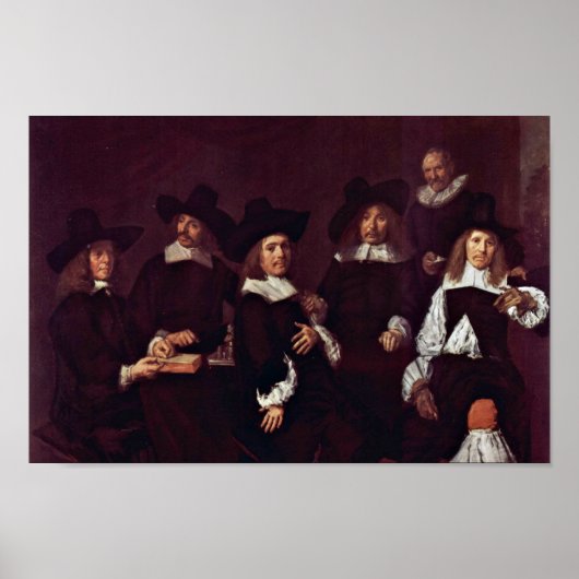 Poster Frans Hals - Portrait de groupe des régents (Devant)