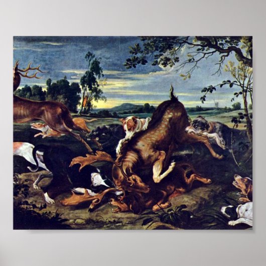 Poster Frans Snyders - chasse aux cerfs (Devant)