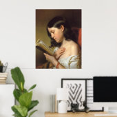 Poster Franz Eybl - Lesendes Mädchen (Lecture), 1850 (Bureau à domicile)